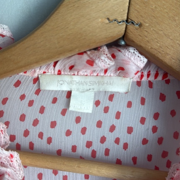 Jonathan Simkhai Delicate Romantic Silk Crepe Polka Dot Print Blouse Small - Picture 7 of 12